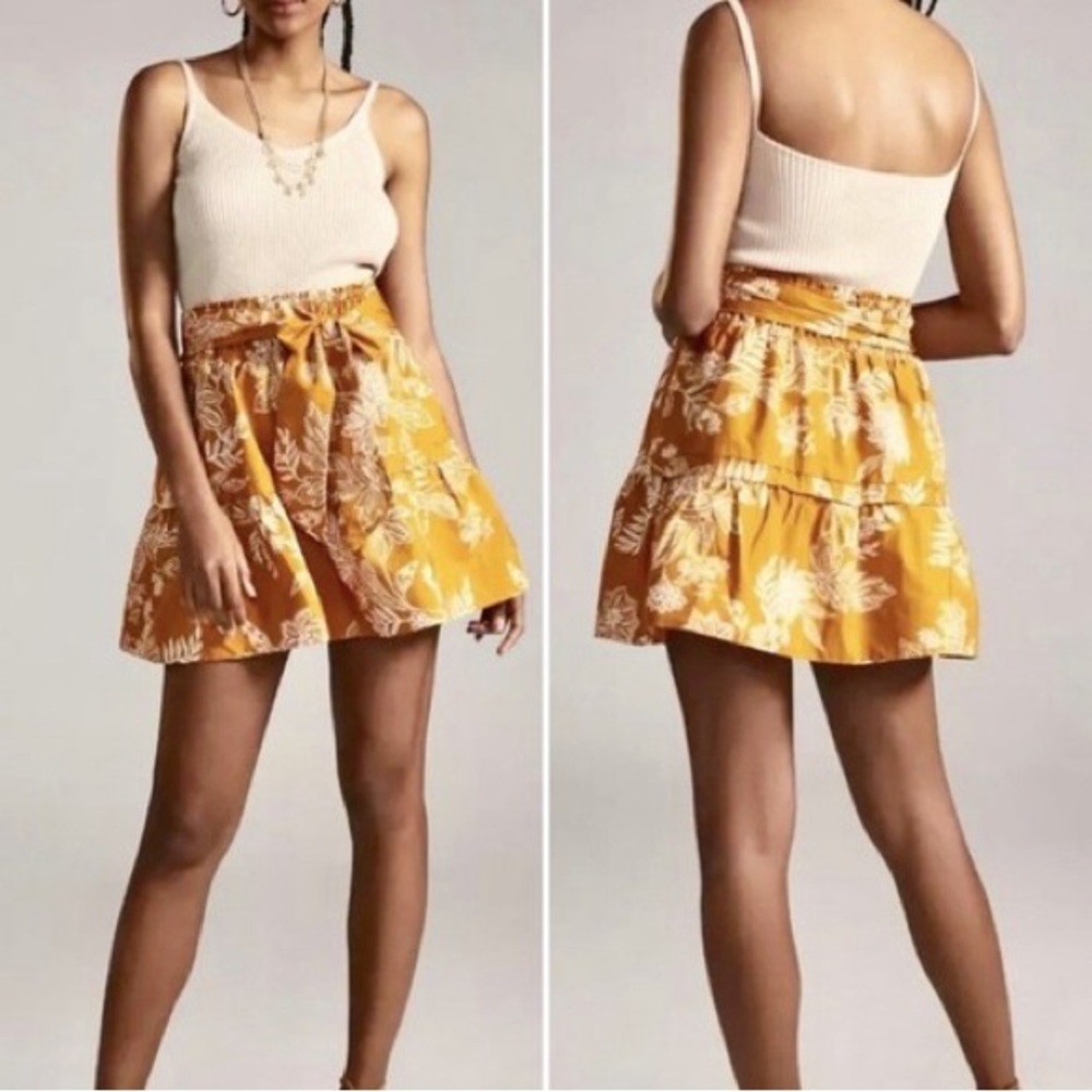 NWT Maeve by Anthropologie Somerset Yellow Motif Mini Skirt